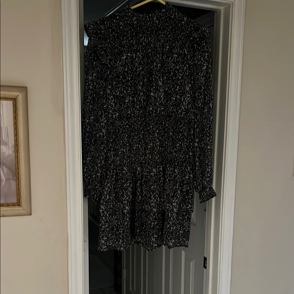 She and Sky Black Tiered Ruffled Long Sleeve Dress
